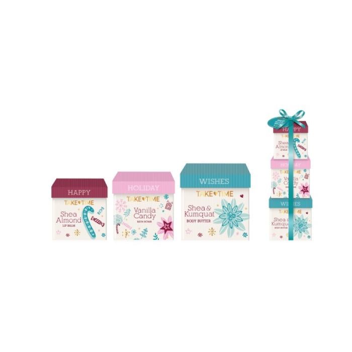 CHRISTMAS lūpu balzams, vannas bumba un ķermeņa sviests dāvanu komplekts