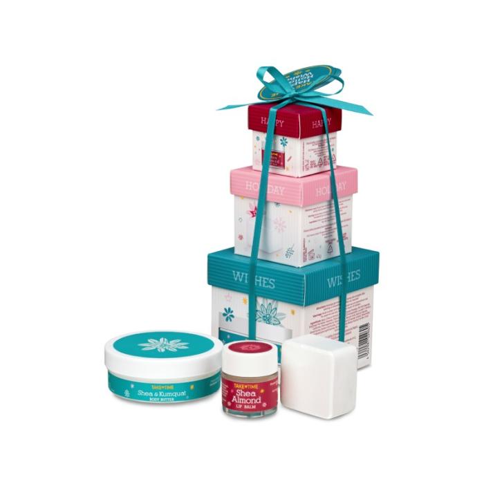 TAKE TIME lūpu balzams, vannas bumba un ķermeņa sviests dāvanu komplekts