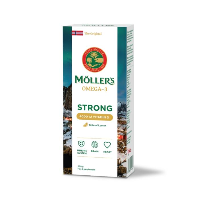 MOLLERS Omega-3 Strong Vitamin D zivju eļļa 250ml
