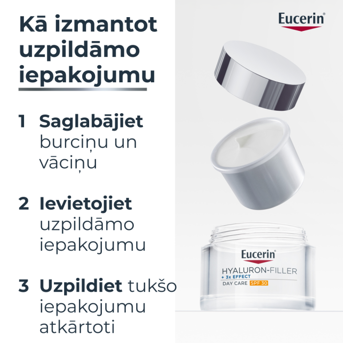 EUCERIN Hyaluron-Filler + 3x Effect SPF 30 dienas krēms uzpildes iepakojums (Refill) 50 ml