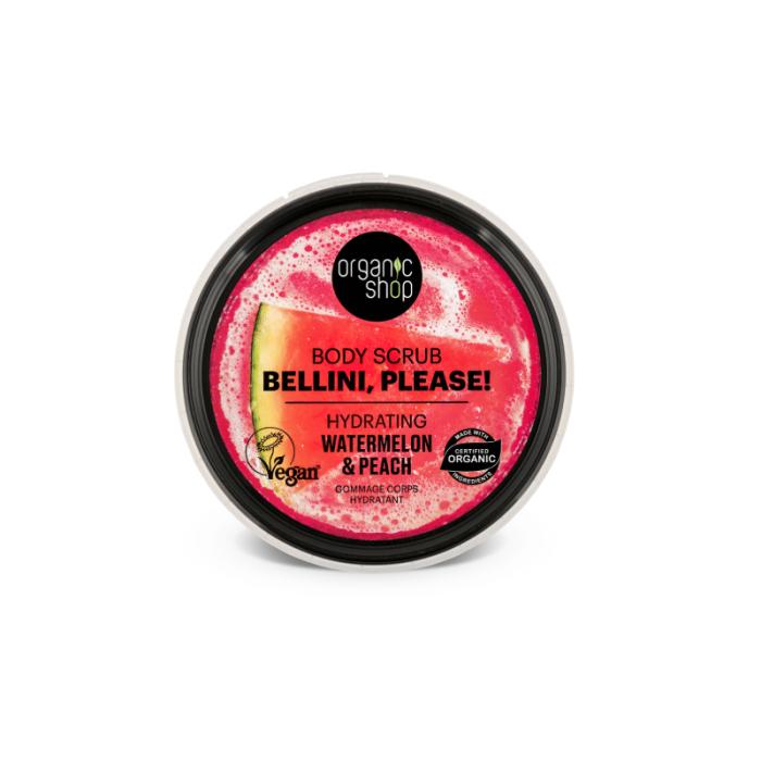 ORGANIC SHOP Bellini, please! Watermelon&Peach ķermeņa skrubis 250ml