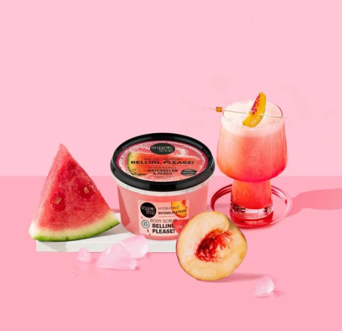 ORGANIC SHOP Bellini, please! Watermelon&Peach ķermeņa skrubis 250ml