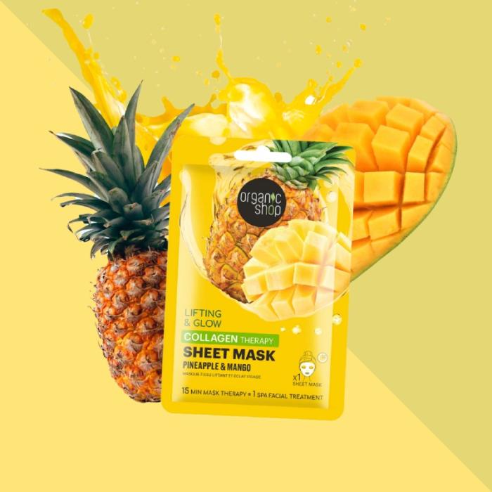 ORGANIC SHOP Pineapple&Mango kolagēna auduma maska N1