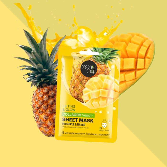 ORGANIC SHOP Pineapple&Mango kolagēna auduma maska N1