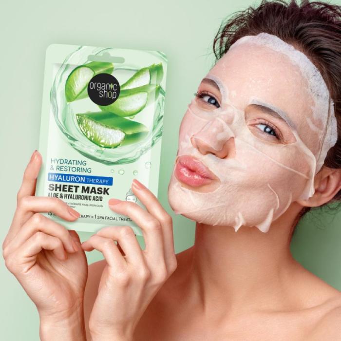 ORGANIC SHOP Aloe&Hyaluronic Acid hialurona auduma maska N1