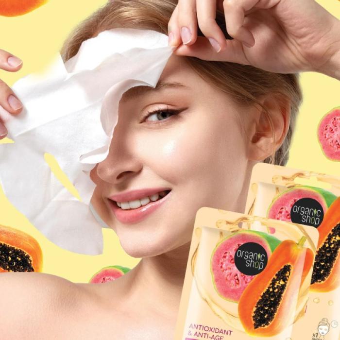 ORGANIC SHOP Guava&Papaya C vitamīna auduma maska N1