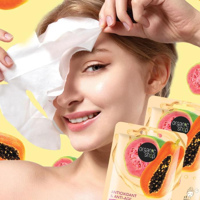 ORGANIC SHOP Guava&Papaya C vitamīna auduma maska N1