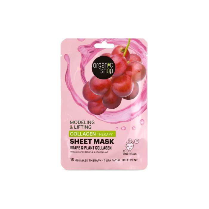 ORGANIC SHOP Grape&Plant Collagen kolagēna auduma maska  N1