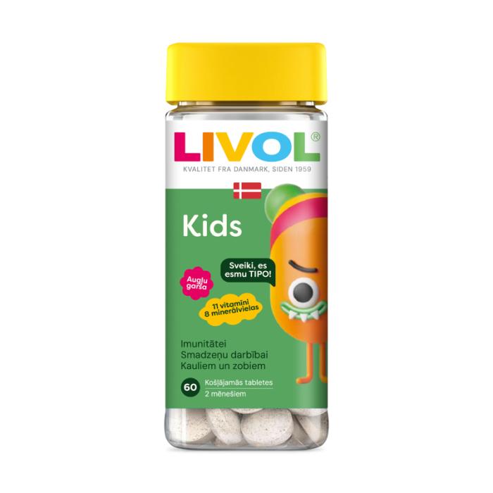 LIVOL Kids Augļu garša košļājamās tabletes N60
