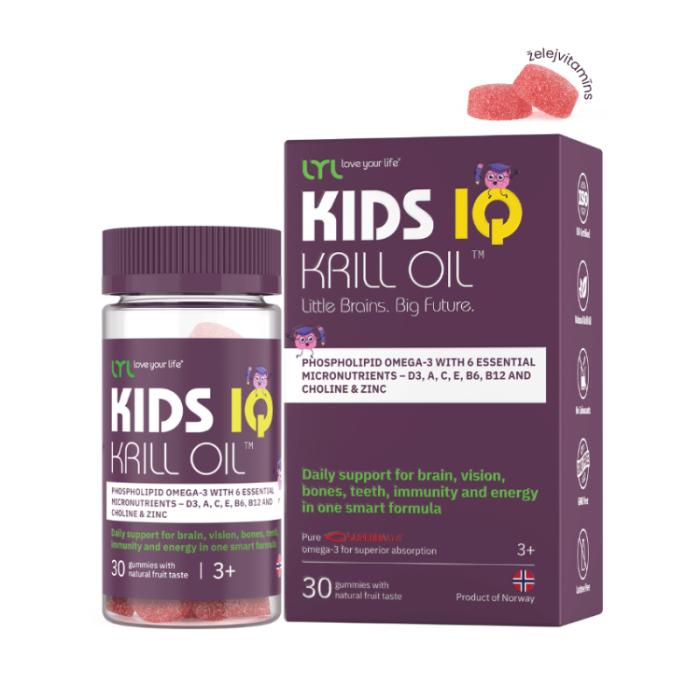 LYL KIDS IQ Krill Oil, košļājamas pastilas ar augļu garšu, N30