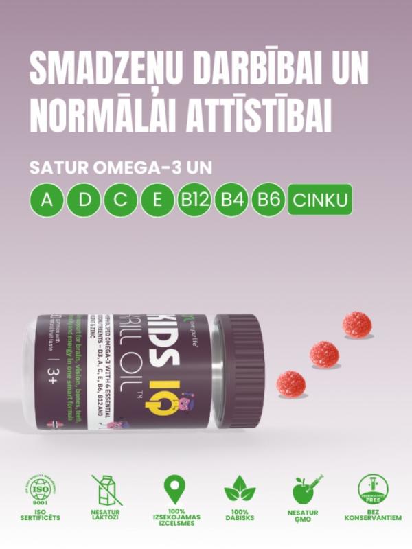 LYL KIDS IQ Krill Oil, košļājamas pastilas ar augļu garšu, N30