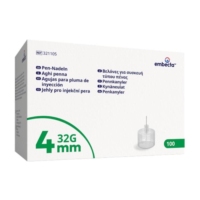 BD Embecta Pen insulīna injektora adatas 4mmx32G N100