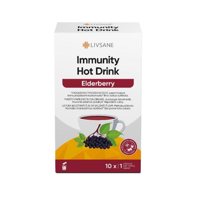 LIVSANE Immunity Hot Drink Plūškoka pulveris N10