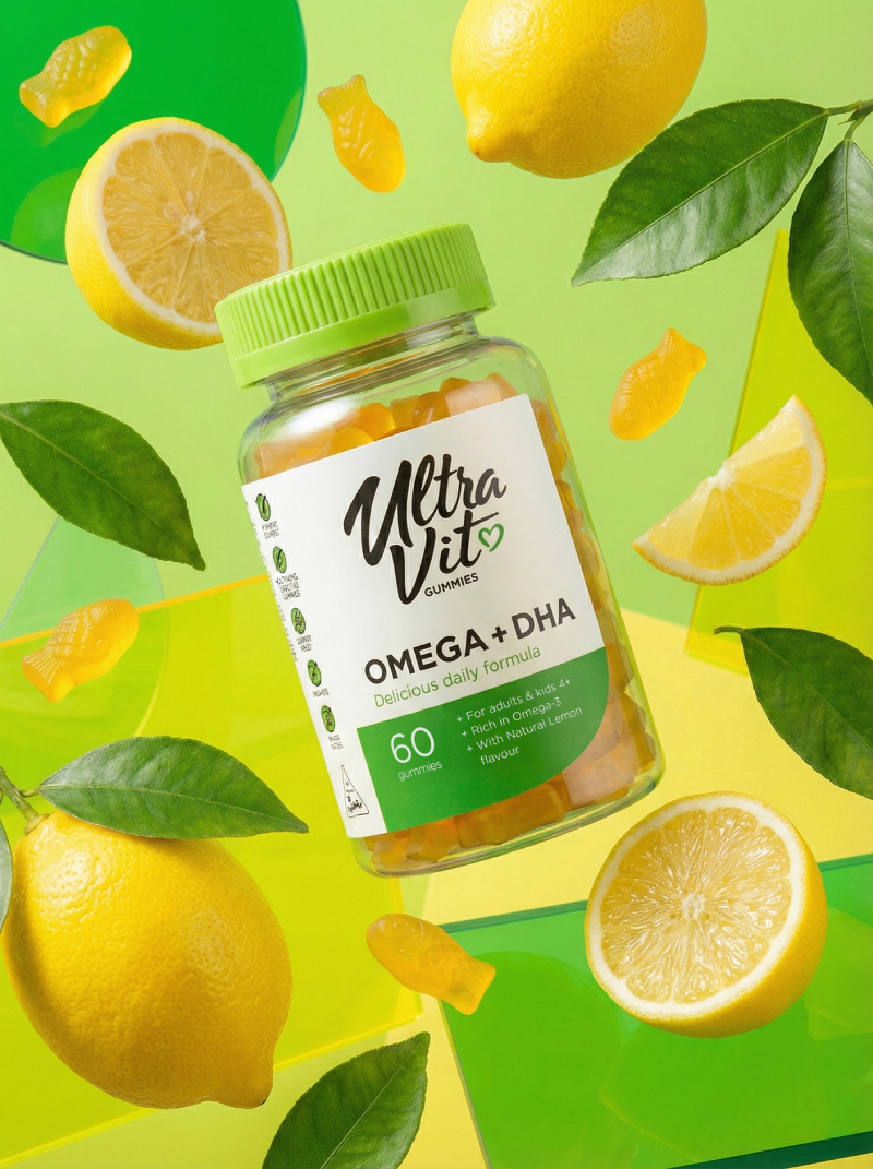 ULTRAVIT Gummies Omega + DHA košļājamās tabletes N60
