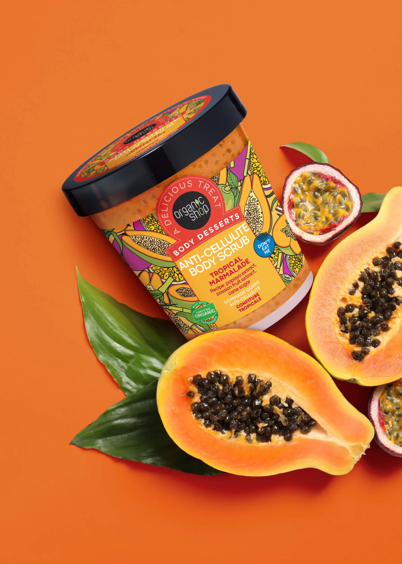 ORGANIC SHOP Tropical Marmalade pretcelulīta ķermeņa skrubis 450ml