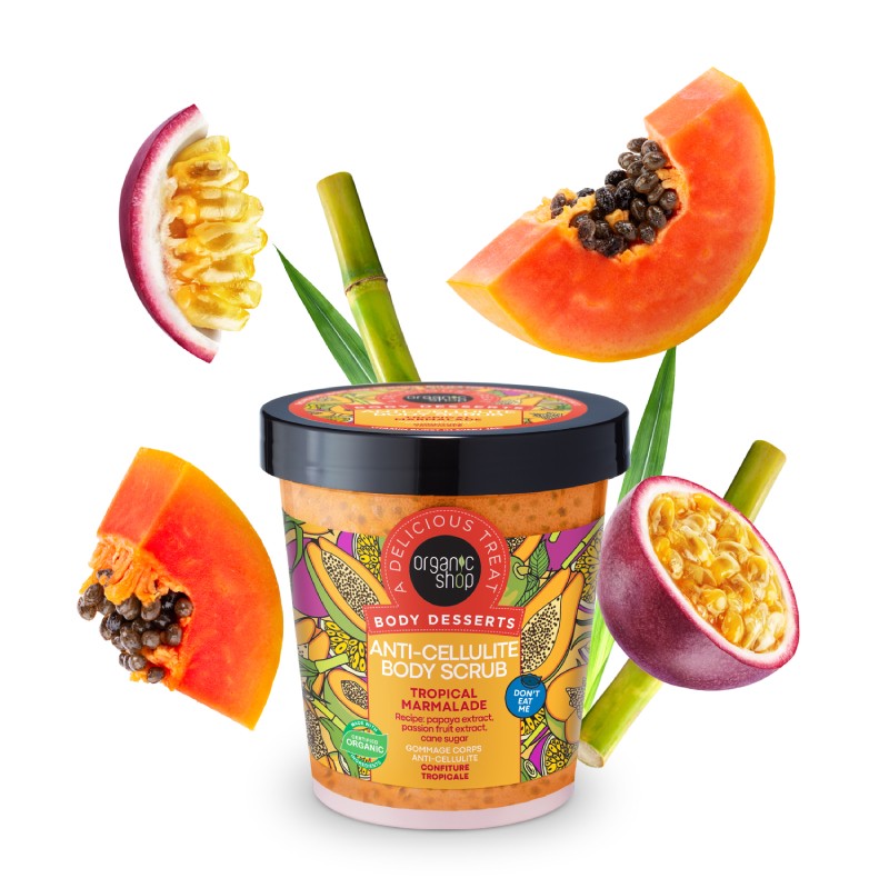 ORGANIC SHOP Tropical Marmalade pretcelulīta ķermeņa skrubis 450ml