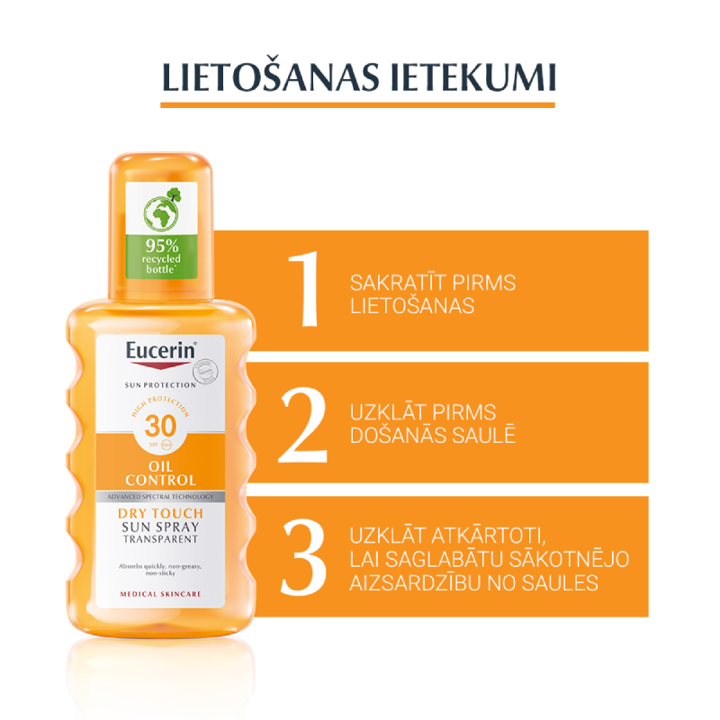 EUCERIN Sun Oil Control Dry Touch SPF30 saules aizsarglīdzeklis 200 ml