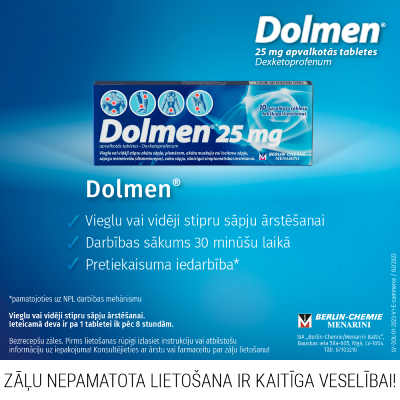 DOLMEN 25 mg apvalkotās tabletes N10