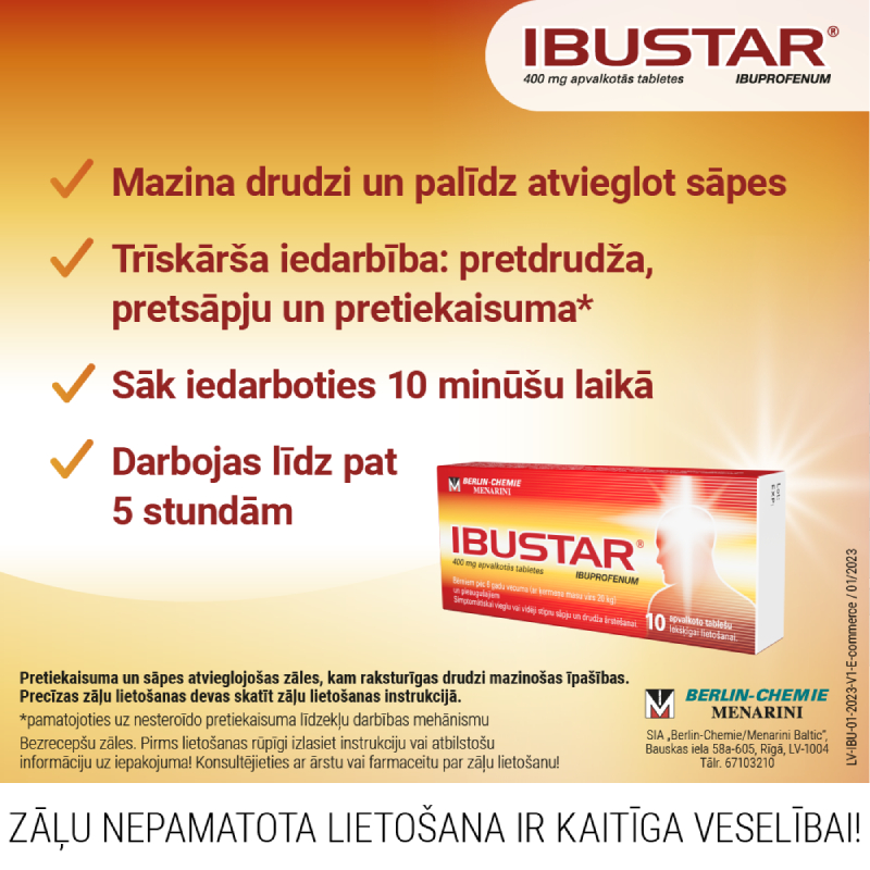 IBUSTAR 400 mg apvalkotās tabletes N10