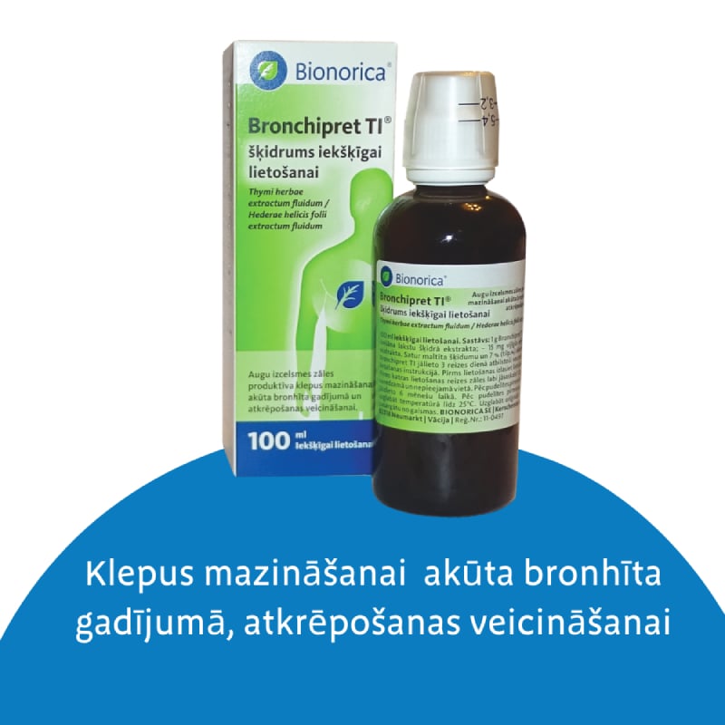 BRONCHIPRET TI 150 mg/15 mg/1 g šķidrums iekšķīgai lietošanai 100 ml