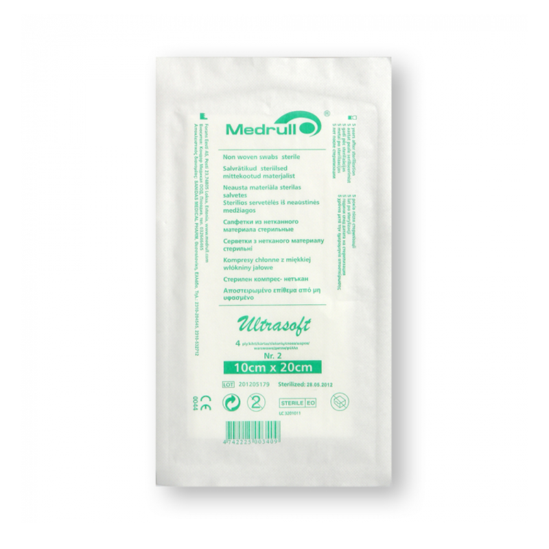 MEDRULL salvetes neaustas 10x20cm sterilas N2