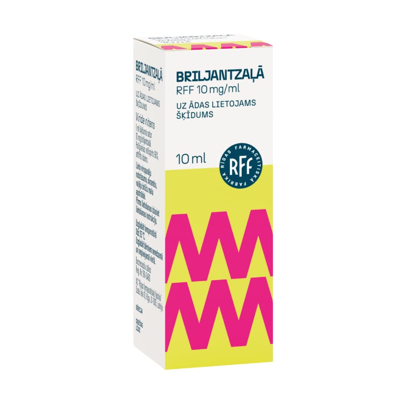 Briljantzaļā RFF 10 mg/ml uz ādas lietojams šķīdums 10 ml