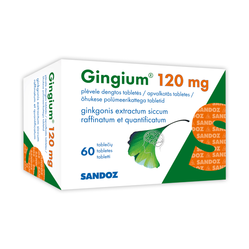 GINGIUM 120mg apvalkotās tabletes N60