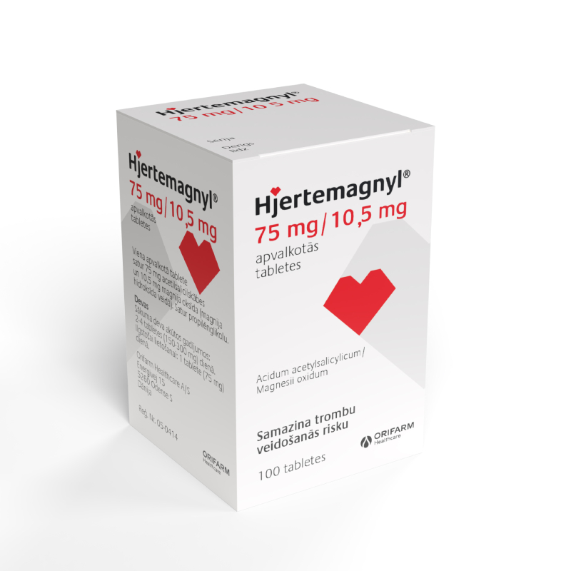 Hjertemagnyl 75 mg/10,5 mg apvalkotās tabletes, N100