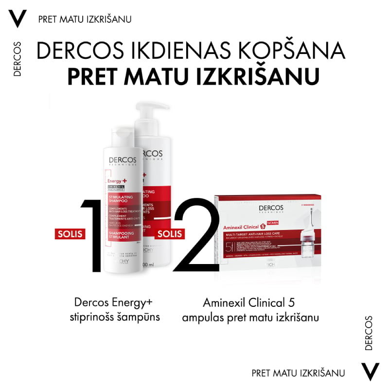 VICHY DERCOS AMINEXIL ampulas pret matu izkrišanu sievietēm, 6ml x N21