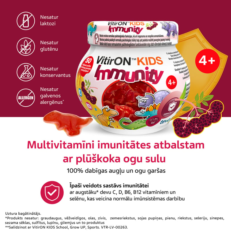 VITIRON Kids Immunity košļājamas pastilas N50