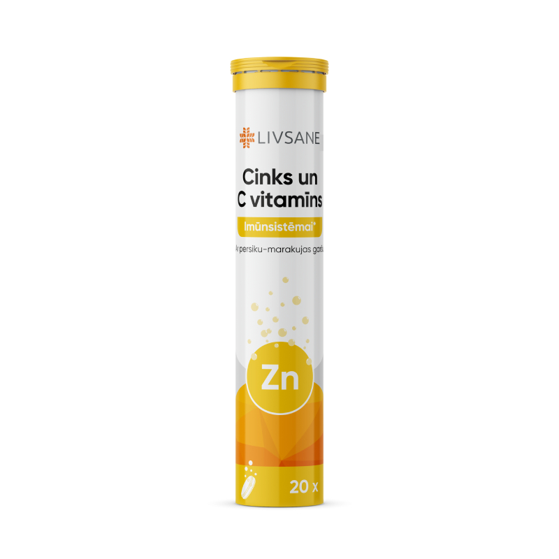 LIVSANE Cinks un C vitamīns putojošās tabletes N20
