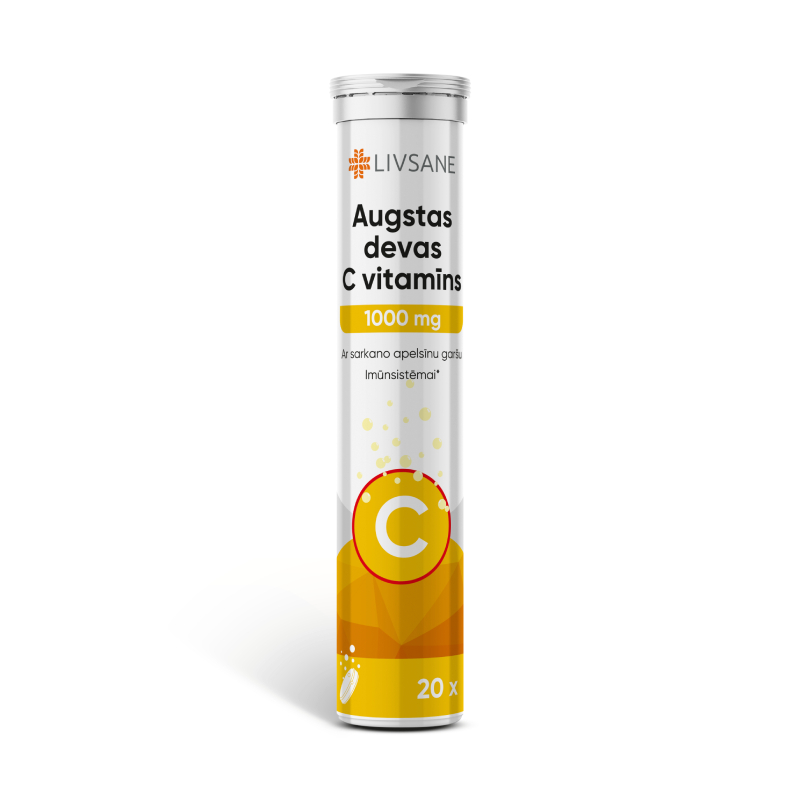 LIVSANE augstas devas C vitamīns 1000 mg šķīstošās tabletes N20