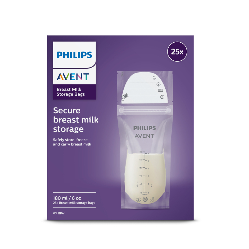 PHILIPS AVENT krūts piena uzglabāšanas maisiņi 180ml N25
