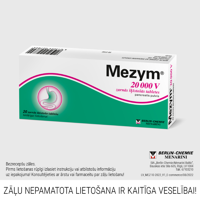 MEZYM 20 000V zarnās šķīstošās tabletes N20