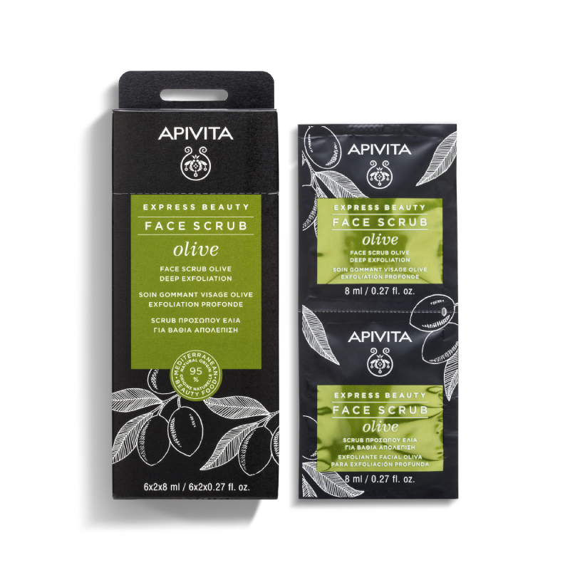 APIVITA EXPRESS BEAUTY sejas skrubis ar olīvām 2 x 8 ml