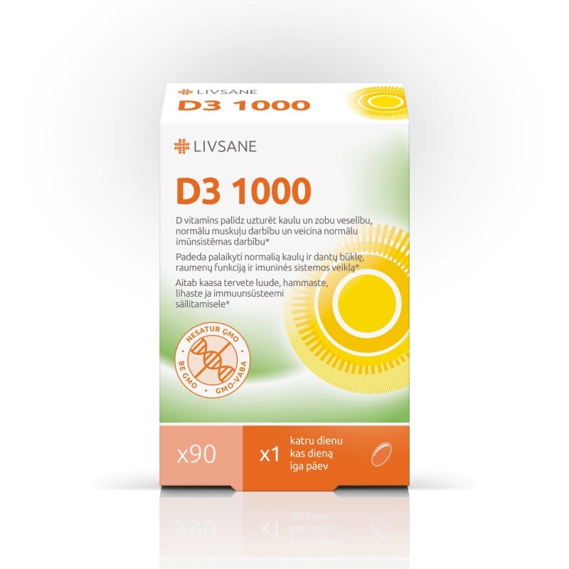 LIVSANE D3 1000 SV mīkstās kapsulas N90