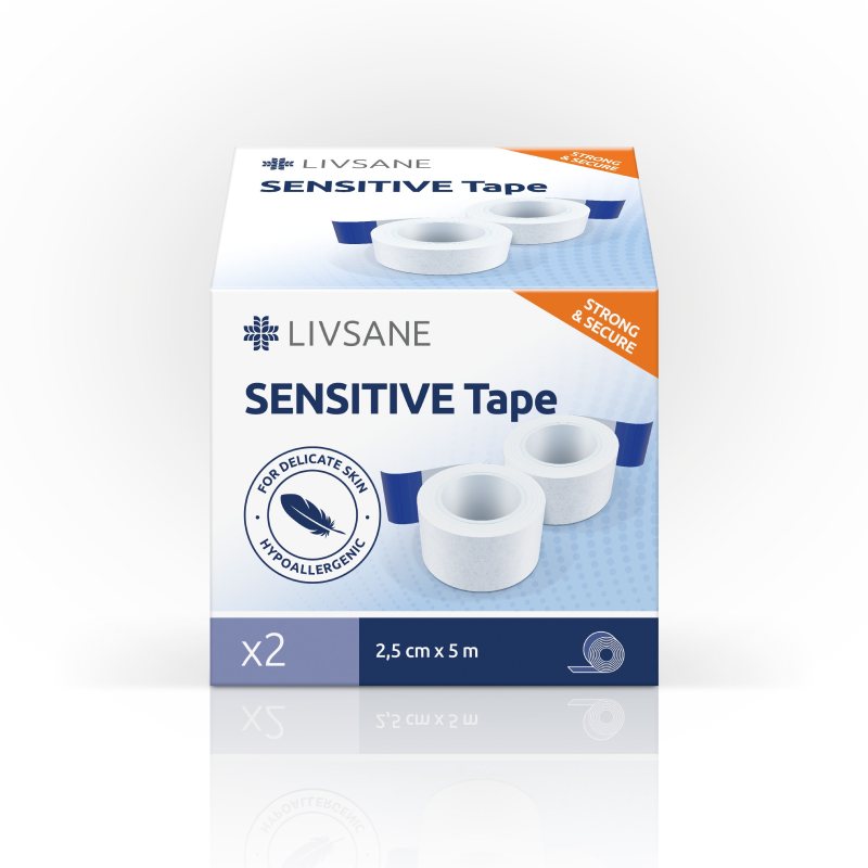 LIVSANE Sensitive lentveida plāksteris rullī jutīgai ādai 5mx2,5cm N2