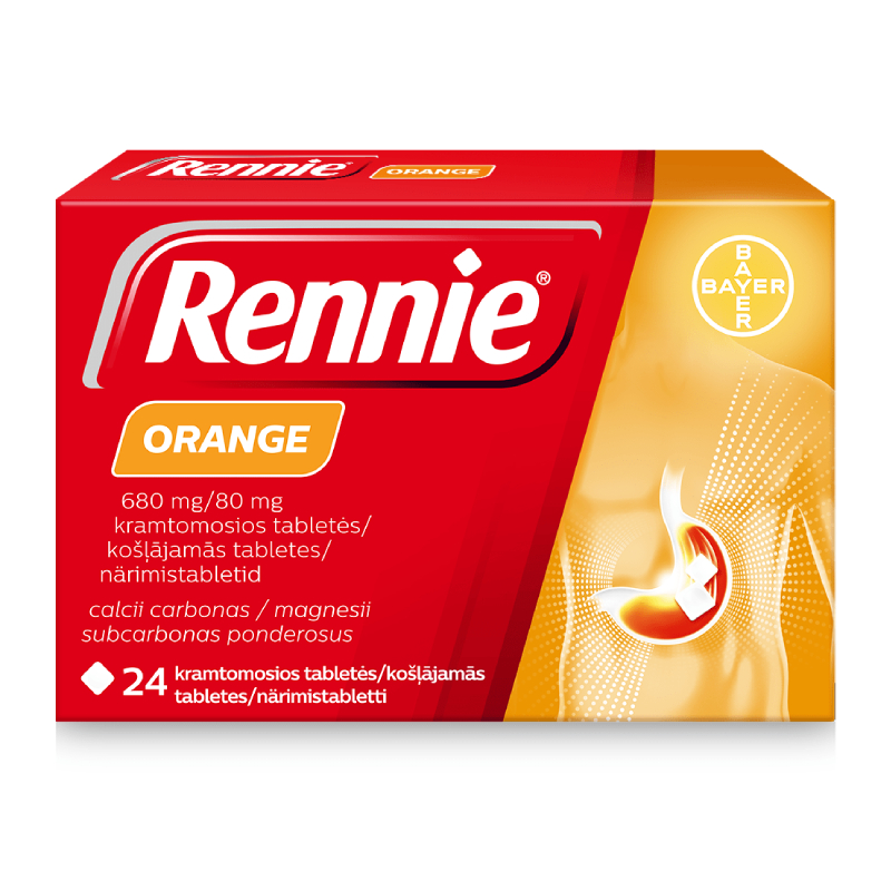 RENNIE Orange 680 mg/80 mg košļājamās tabletes N24
