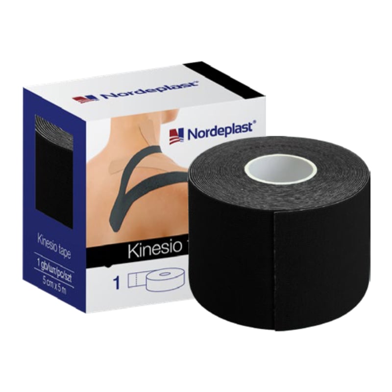 NORDEPLAST Kinezioloģiskais teips melns 5cmx5m, 1 gab.