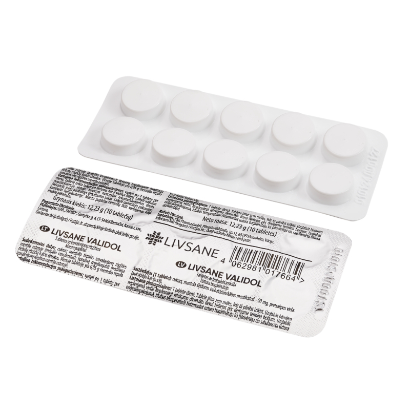 LIVSANE Validol 50mg tabletes N10