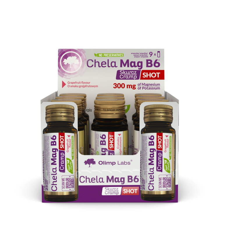 OLIMPLABS Chela-Mag B6 Cramp Shot šķidrums, greipfrūtu garša 25ml N9