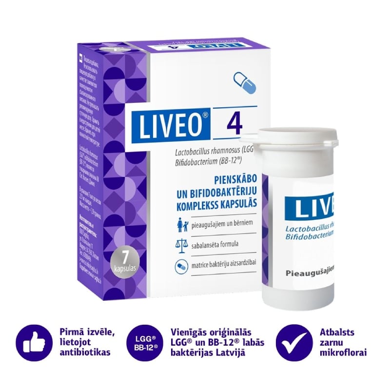 LIVEO 4 pienskābo un bifidobaktēriju komplekss, kapsulas N7