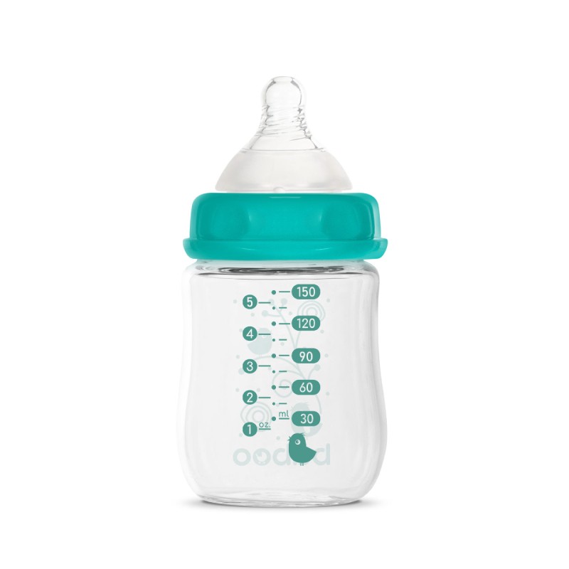 BABOO stikla pretkoliku barošanas pudelīte, plats kakliņš, 0+ mēneši 150 ml