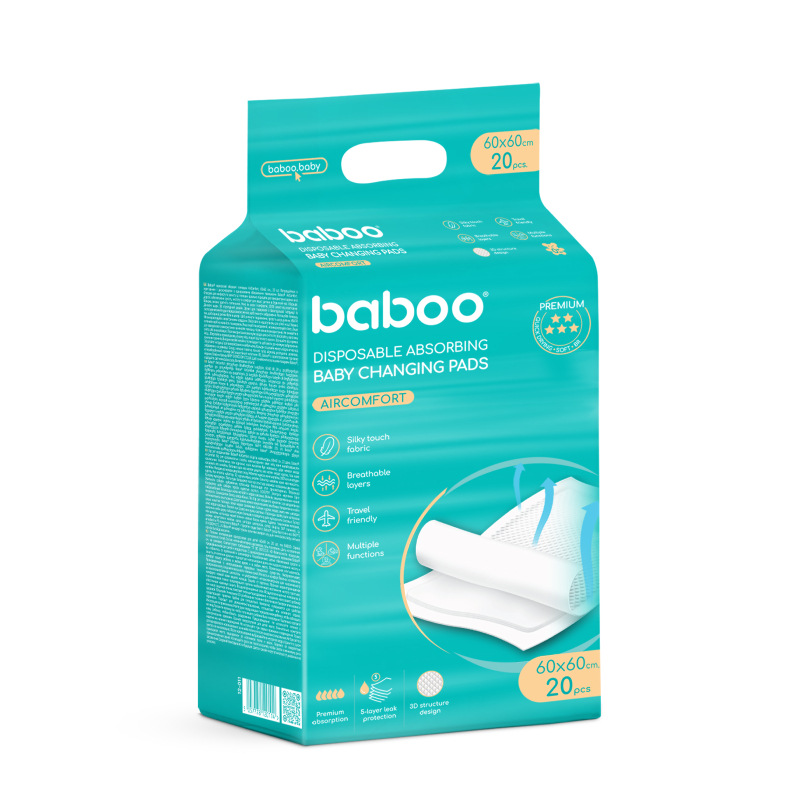 BABOO AirComfort vienreizlietojamie pārtinamie paliktņi 60×60 cm N20