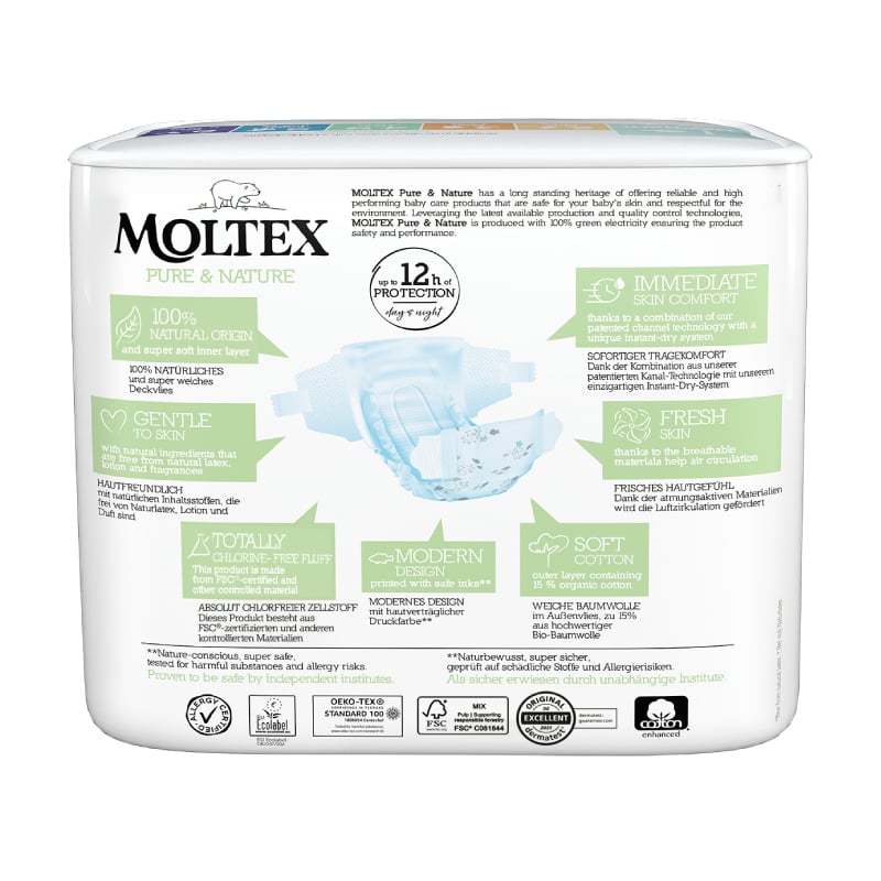 MOLTEX Pure & Nature autiņbiksītes 1 Newborn N22