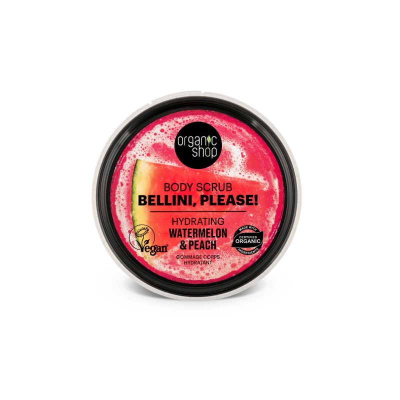 ORGANIC SHOP Bellini, please! Watermelon&Peach ķermeņa skrubis 250ml