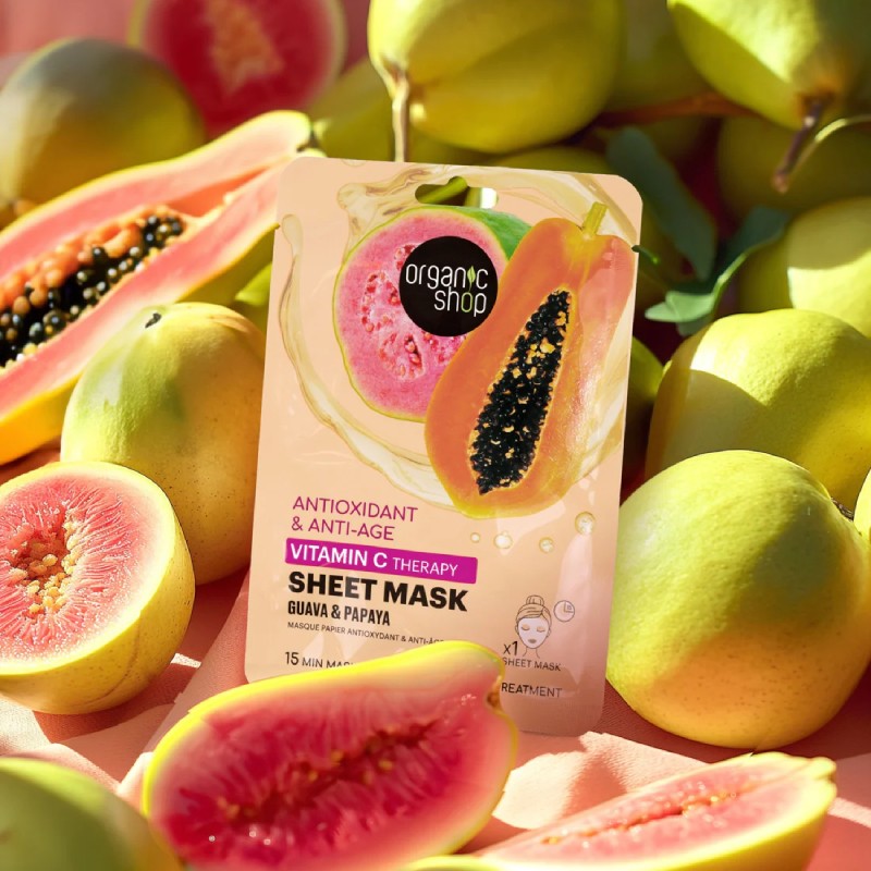 ORGANIC SHOP Guava&Papaya C vitamīna auduma maska N1