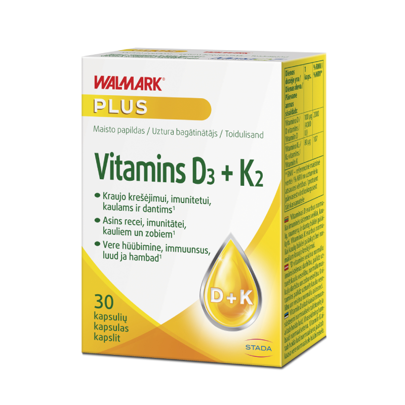 WALMARK D3 vitamīns 4000SV + K2 kapsulas N30