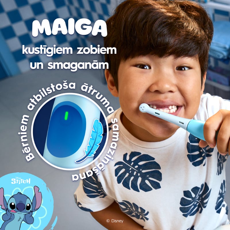 ORAL B iO Kids 6+ g. Stitch elektriskā zobu birste+ceļojuma futlāris N1