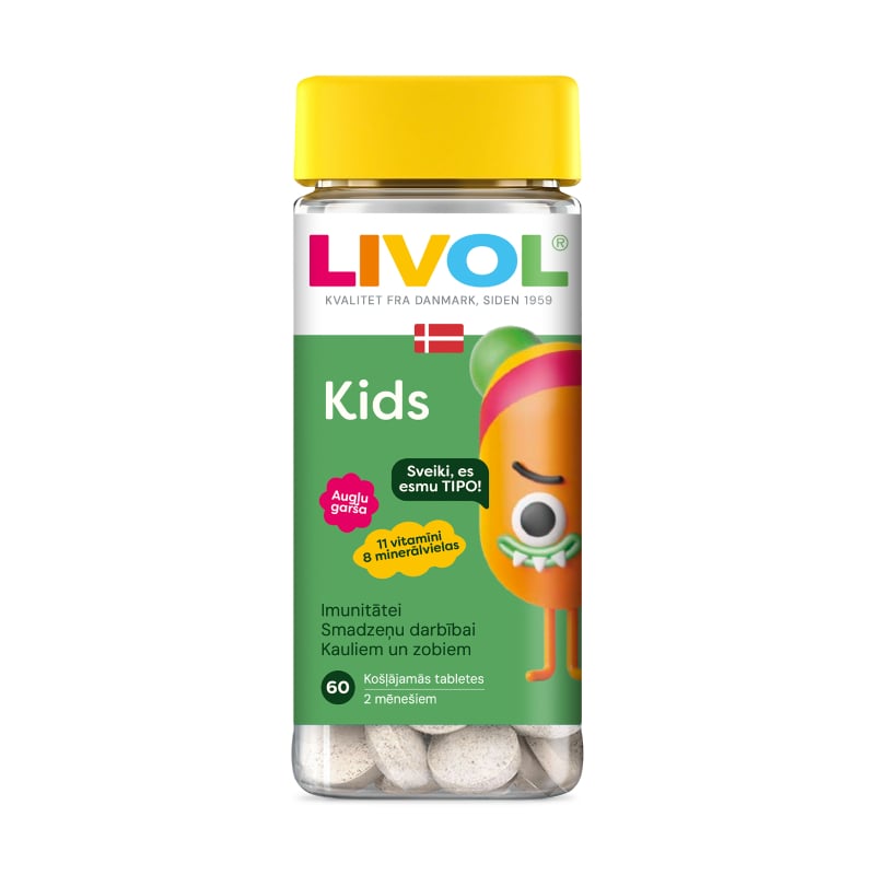 LIVOL Kids Augļu garša košļājamās tabletes N60